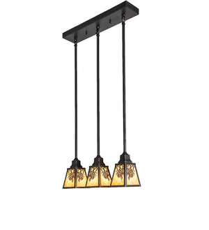 Meyda Tiffany - 230802 - Three Light Pendant - Winter Pine - Craftsman Brown,Oil Rubbed Bronze