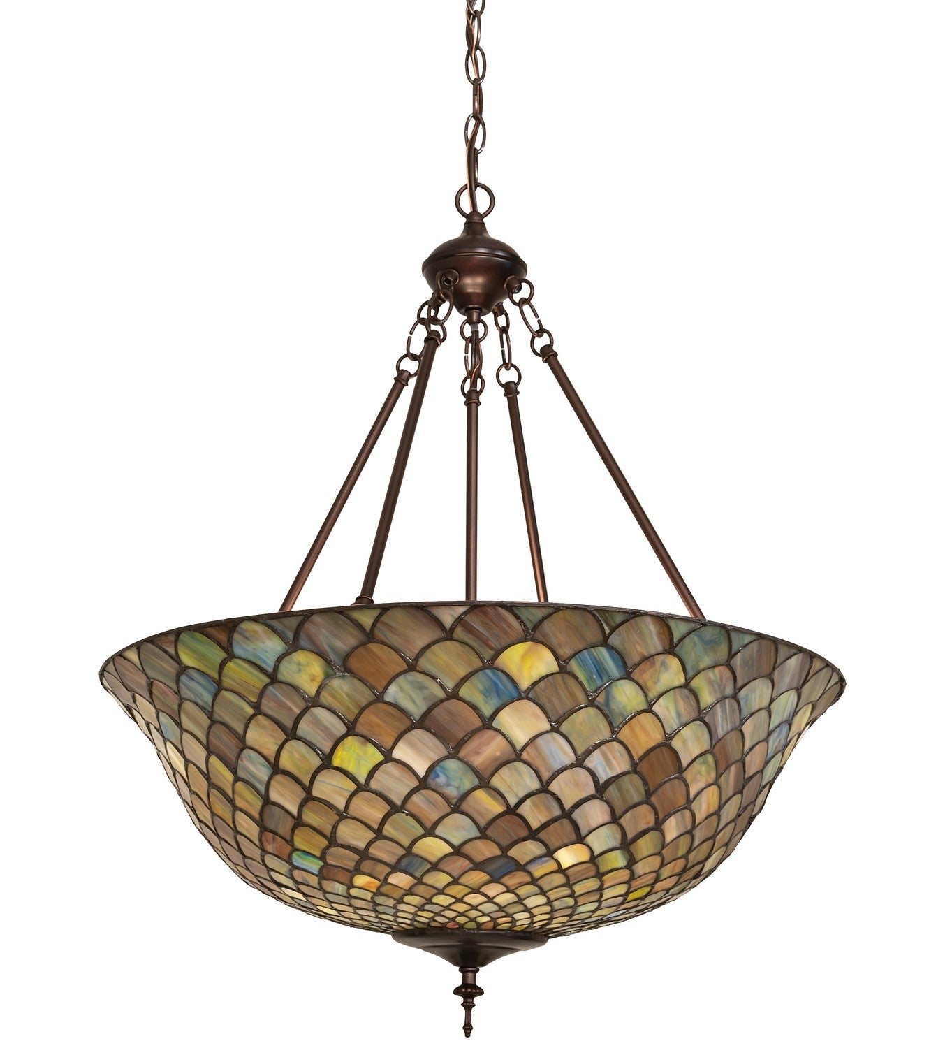 Meyda Tiffany - 230828 - Three Light Pendant - Tiffany Fishscale - Mahogany Bronze