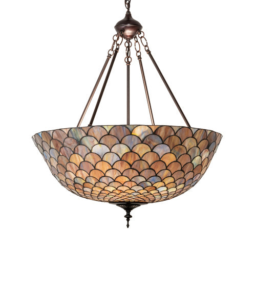 Meyda Tiffany - 230828 - Three Light Pendant - Tiffany Fishscale - Mahogany Bronze