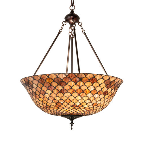 Meyda Tiffany - 230951 - Three Light Pendant - Tiffany Fishscale - Mahogany Bronze