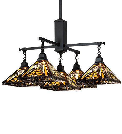 Meyda Tiffany - 231691 - Five Light Chandelier - Nuevo Mission - Craftsman Brown