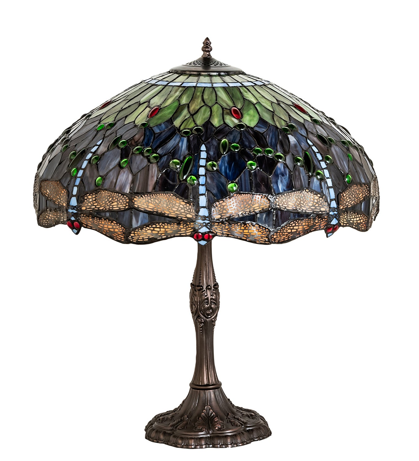 Meyda Tiffany - 232804 - Three Light Table Lamp - Tiffany Hanginghead Dragonfly - Mahogany Bronze