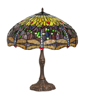 Meyda Tiffany - 232804 - Three Light Table Lamp - Tiffany Hanginghead Dragonfly - Mahogany Bronze