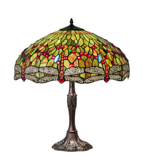 Meyda Tiffany - 232805 - Three Light Table Lamp - Tiffany Hanginghead Dragonfly - Mahogany Bronze