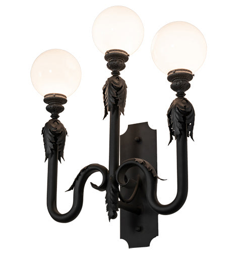 Meyda Tiffany - 233089 - Three Light Wall Sconce - Strasbourg - Fine Textured Black