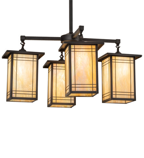 Meyda Tiffany - 233239 - Four Light Chandelier - Hyde Park - Craftsman Brown