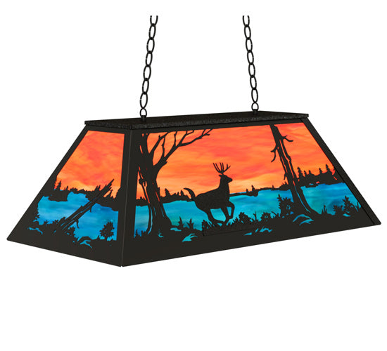 Meyda Tiffany - 233903 - Six Light Pendant - Deer At Lake - Textured Black