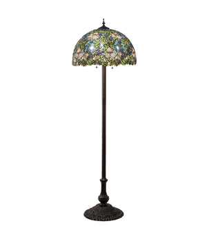 Meyda Tiffany - 24496 - Three Light Floor Lamp - Trillium & Violet - Mahogany Bronze