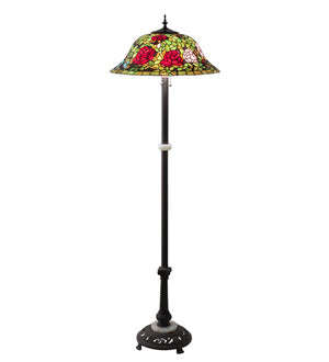 Meyda Tiffany - 27821 - Three Light Floor Lamp - Tiffany Rosebush - Mahogany Bronze