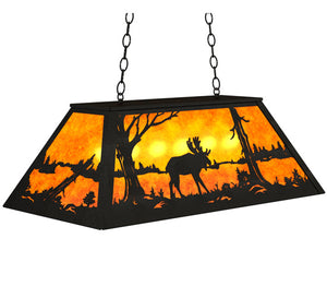 Meyda Tiffany - 30328 - Six Light Pendant - Moose At Lake - Textured Black