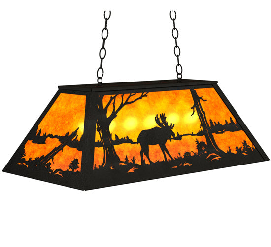 Meyda Tiffany - 30328 - Six Light Pendant - Moose At Lake - Textured Black