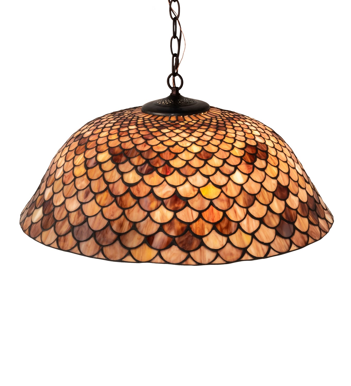 Meyda Tiffany - 31160 - Three Light Pendant - Tiffany Fishscale - Mahogany Bronze