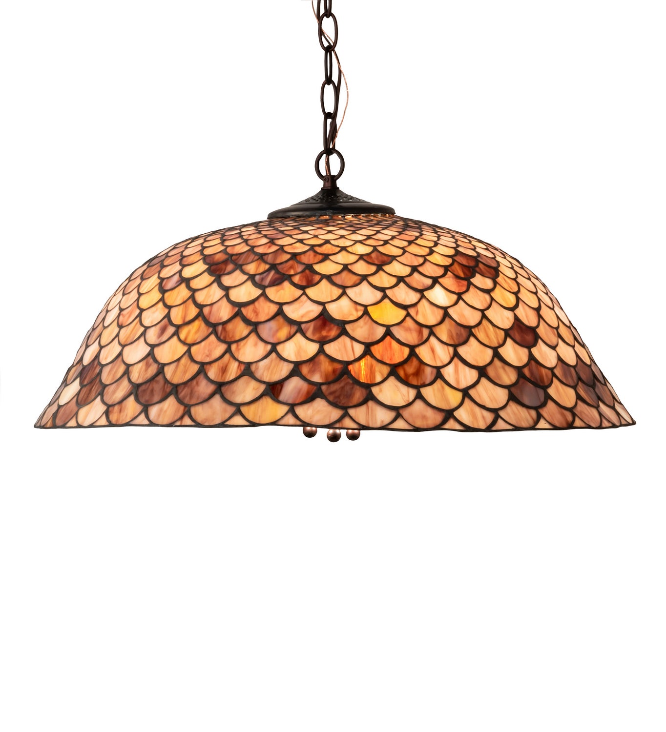 Meyda Tiffany - 31160 - Three Light Pendant - Tiffany Fishscale - Mahogany Bronze