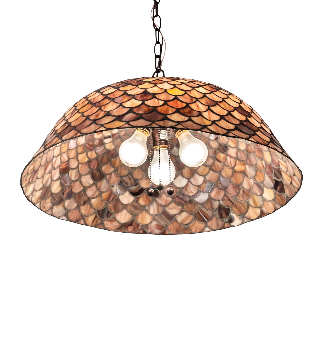 Meyda Tiffany - 31160 - Three Light Pendant - Tiffany Fishscale - Mahogany Bronze