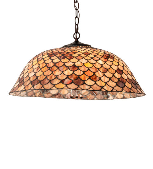 Meyda Tiffany - 31160 - Three Light Pendant - Tiffany Fishscale - Mahogany Bronze