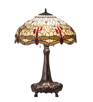 Meyda Tiffany - 31664 - Three Light Table Lamp - Tiffany Hanginghead Dragonfly - Mahogany Bronze