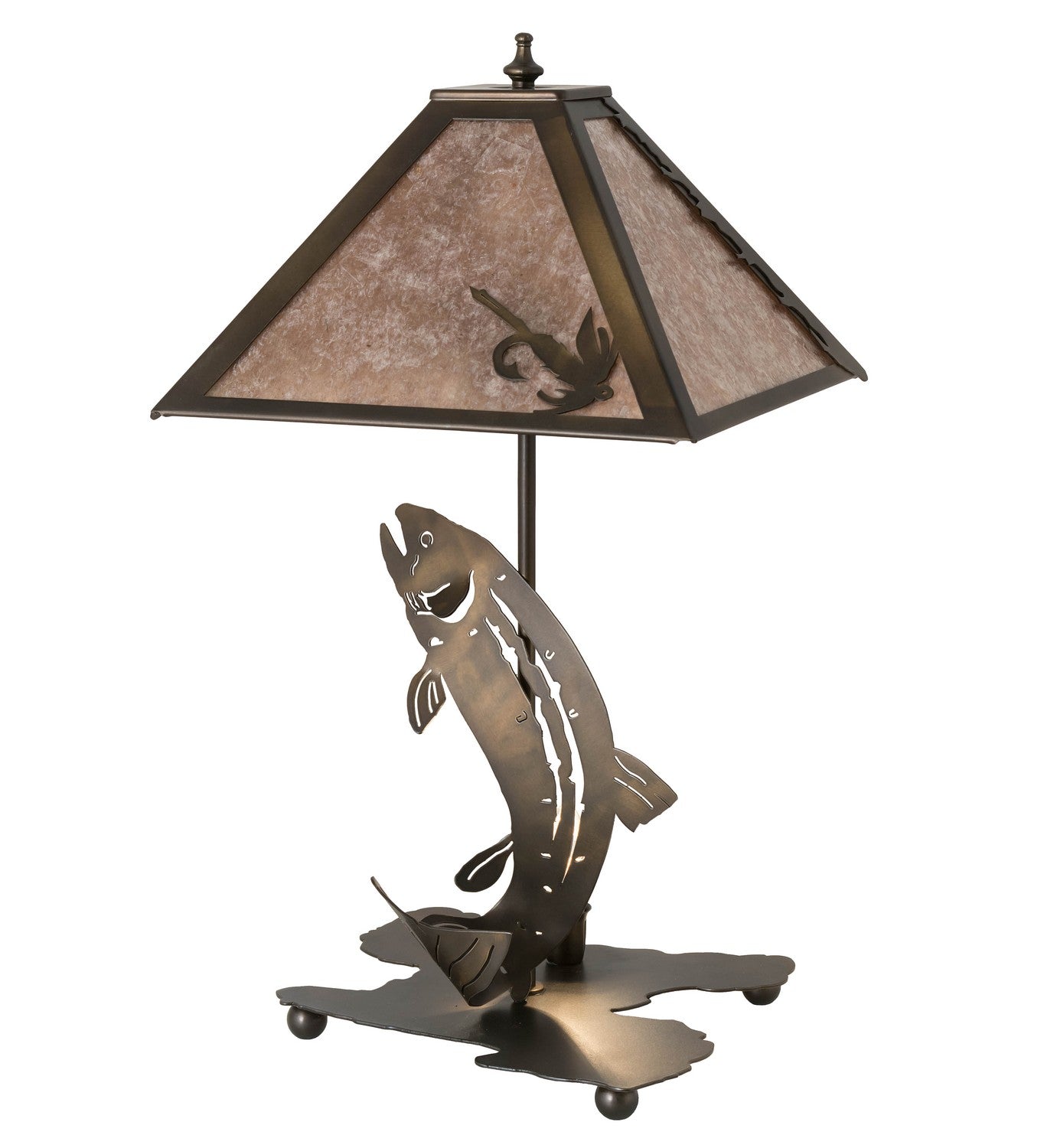 Meyda Tiffany - 32531 - Two Light Table Lamp - Leaping Trout - Antique Copper