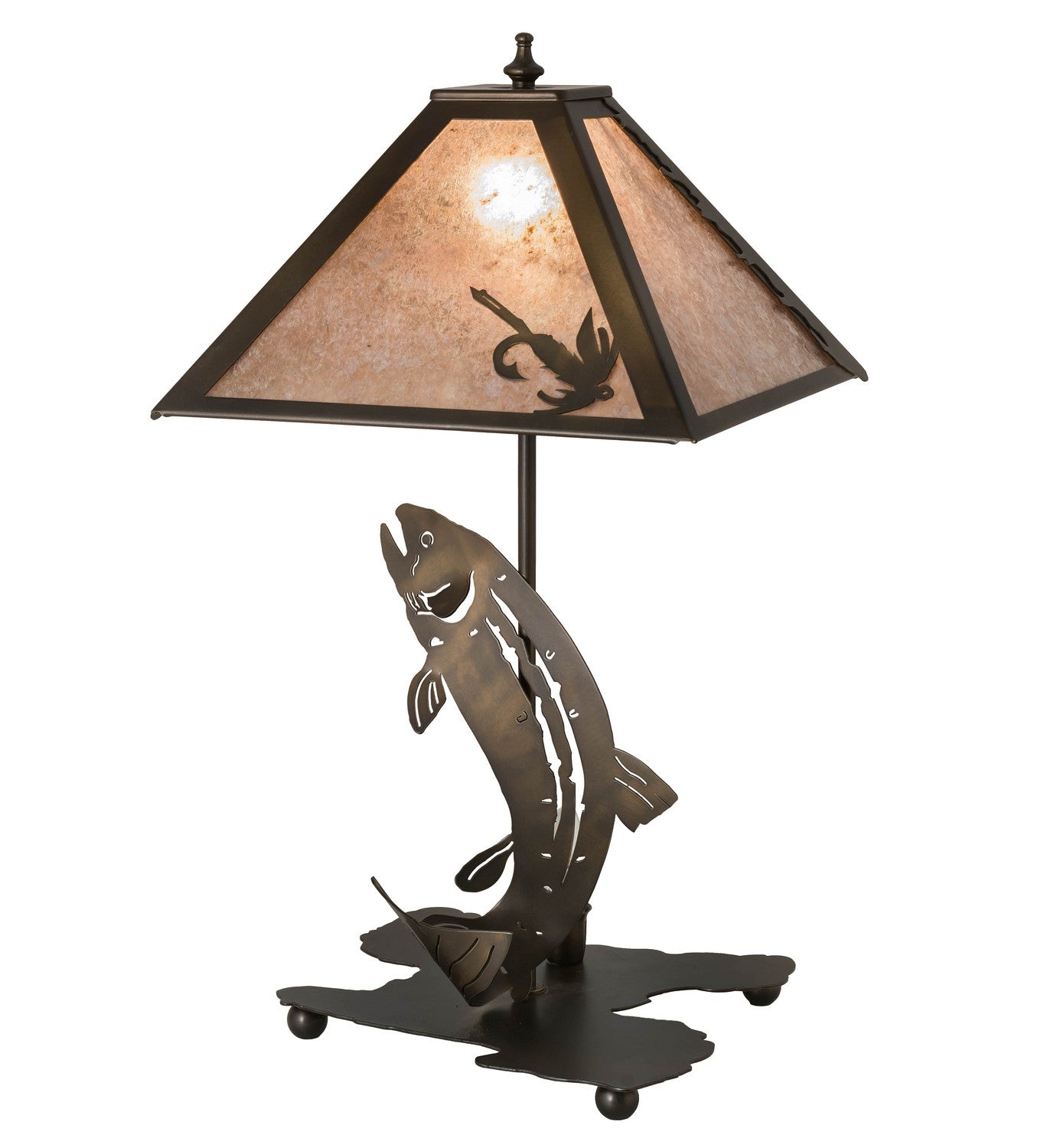 Meyda Tiffany - 32531 - Two Light Table Lamp - Leaping Trout - Antique Copper