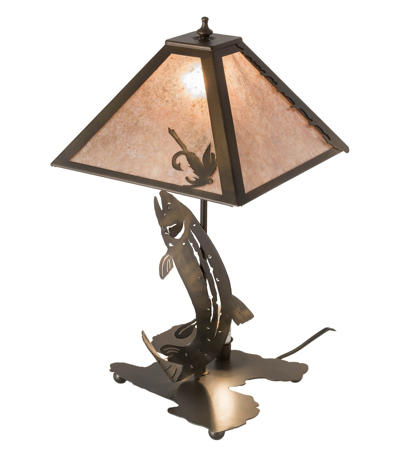 Meyda Tiffany - 32531 - Two Light Table Lamp - Leaping Trout - Antique Copper