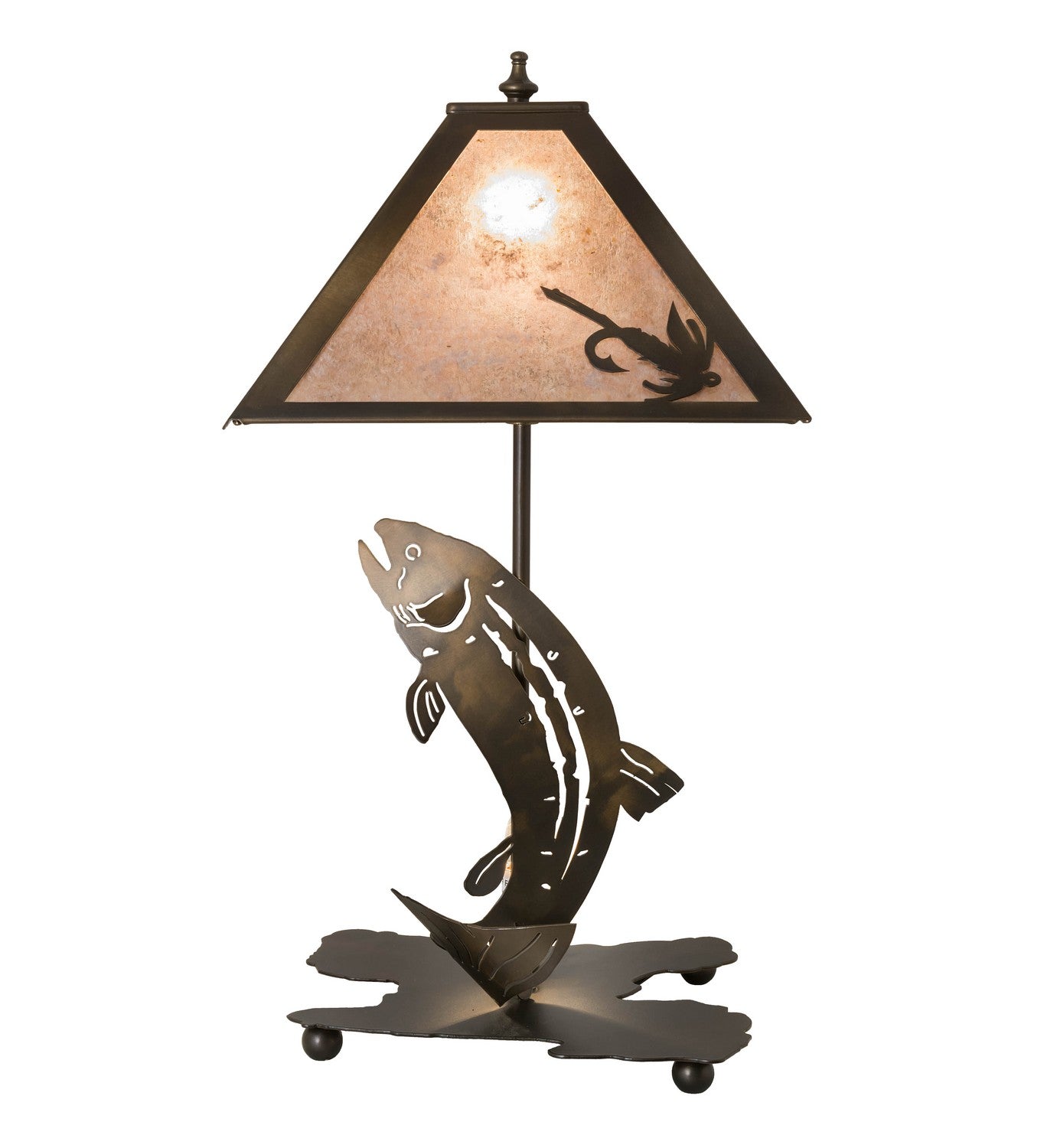 Meyda Tiffany - 32531 - Two Light Table Lamp - Leaping Trout - Antique Copper