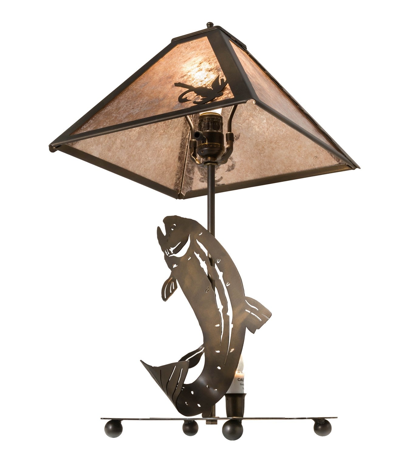 Meyda Tiffany - 32531 - Two Light Table Lamp - Leaping Trout - Antique Copper