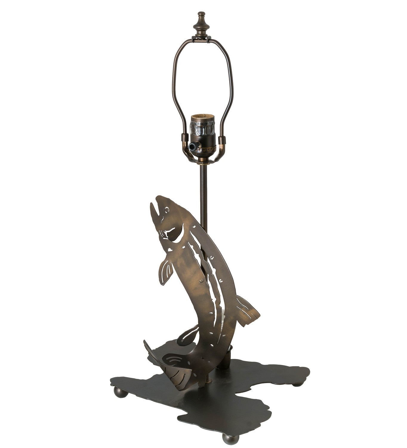 Meyda Tiffany - 32531 - Two Light Table Lamp - Leaping Trout - Antique Copper