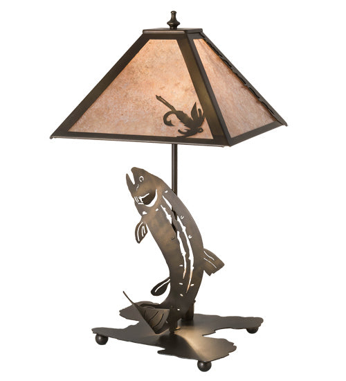 Meyda Tiffany - 32531 - Two Light Table Lamp - Leaping Trout - Antique Copper