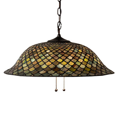 Meyda Tiffany - 36856 - Three Light Pendant - Tiffany Fishscale - Mahogany Bronze