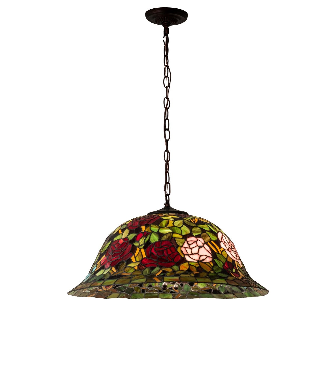 Meyda Tiffany - 46583 - Three Light Pendant - Tiffany Rosebush - Mahogany Bronze