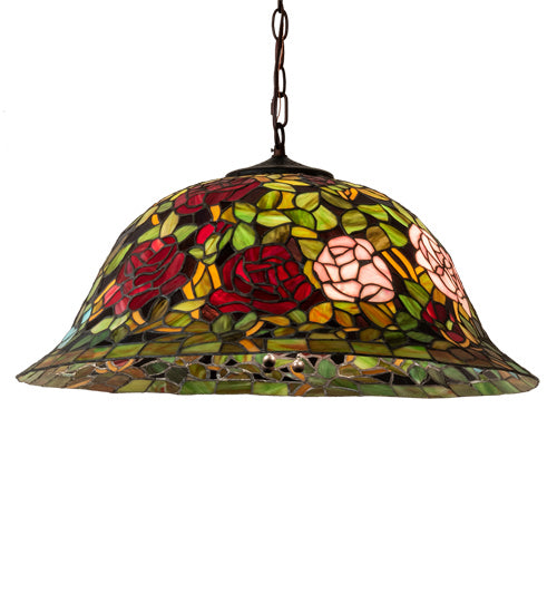 Meyda Tiffany - 46583 - Three Light Pendant - Tiffany Rosebush - Mahogany Bronze