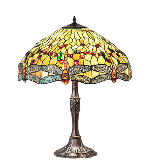 Meyda Tiffany - 47960 - Three Light Table Lamp - Tiffany Hanginghead Dragonfly - Mahogany Bronze