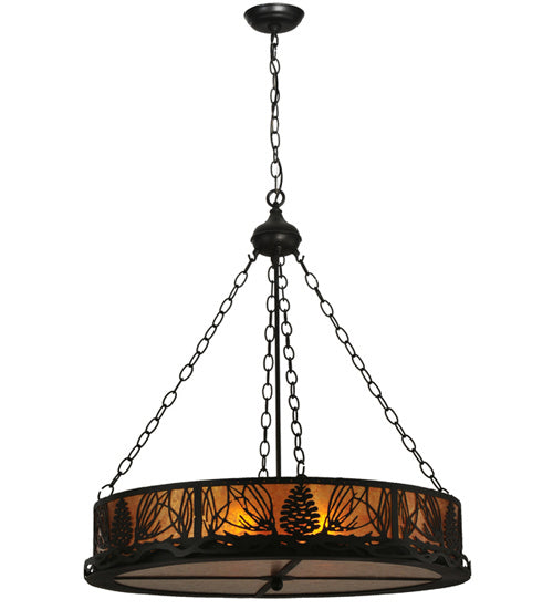 Meyda Tiffany - 50026 - Six Light Inverted Pendant - Mountain Pine - Black Metal