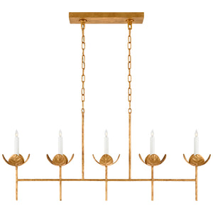 Visual Comfort Signature - JN 5630AGL - Five Light Linear Chandelier - Illana - Antique Gold Leaf