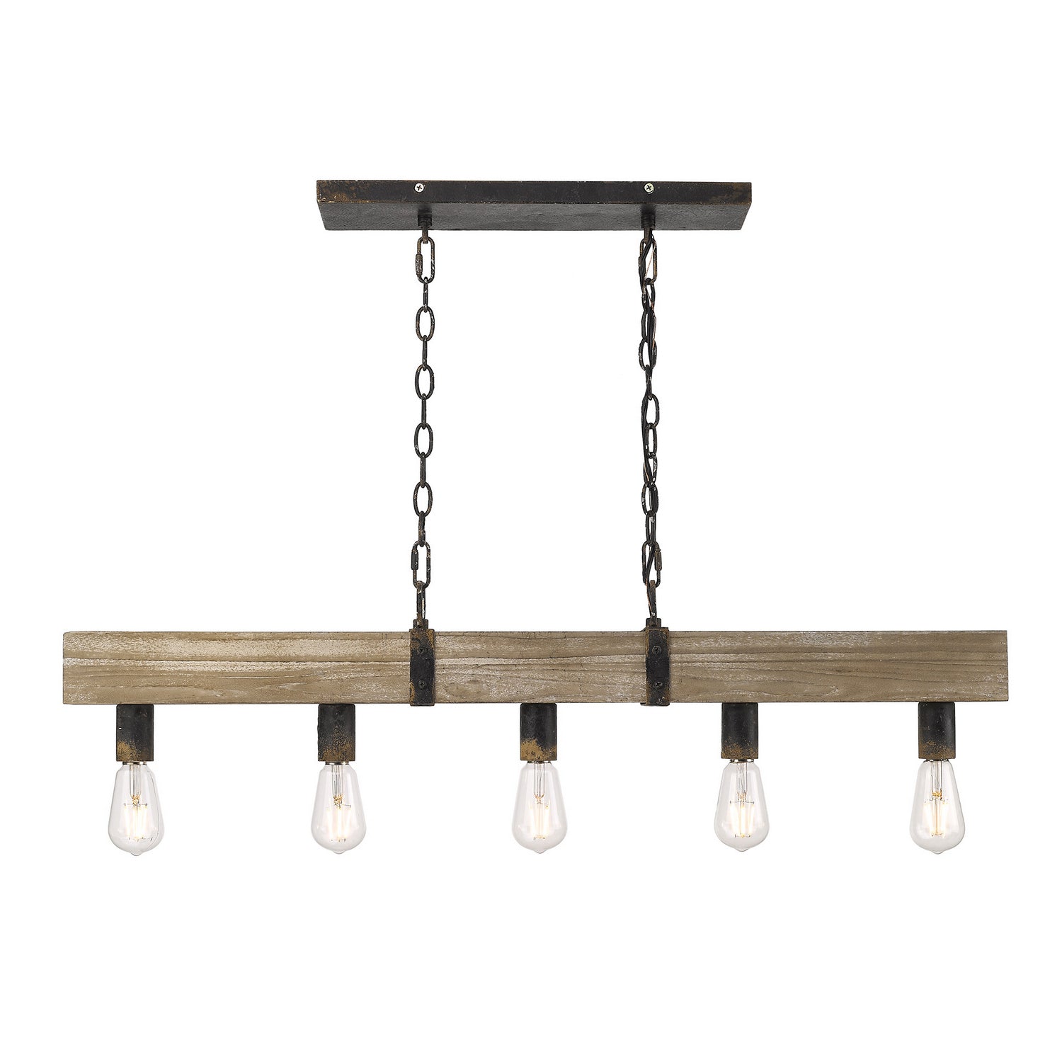 Golden - 0818-LP ABI - Five Light Linear Pendant - Garrett - Antique Black Iron