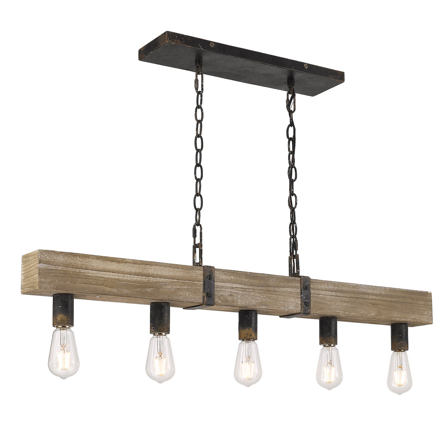 Golden - 0818-LP ABI - Five Light Linear Pendant - Garrett - Antique Black Iron