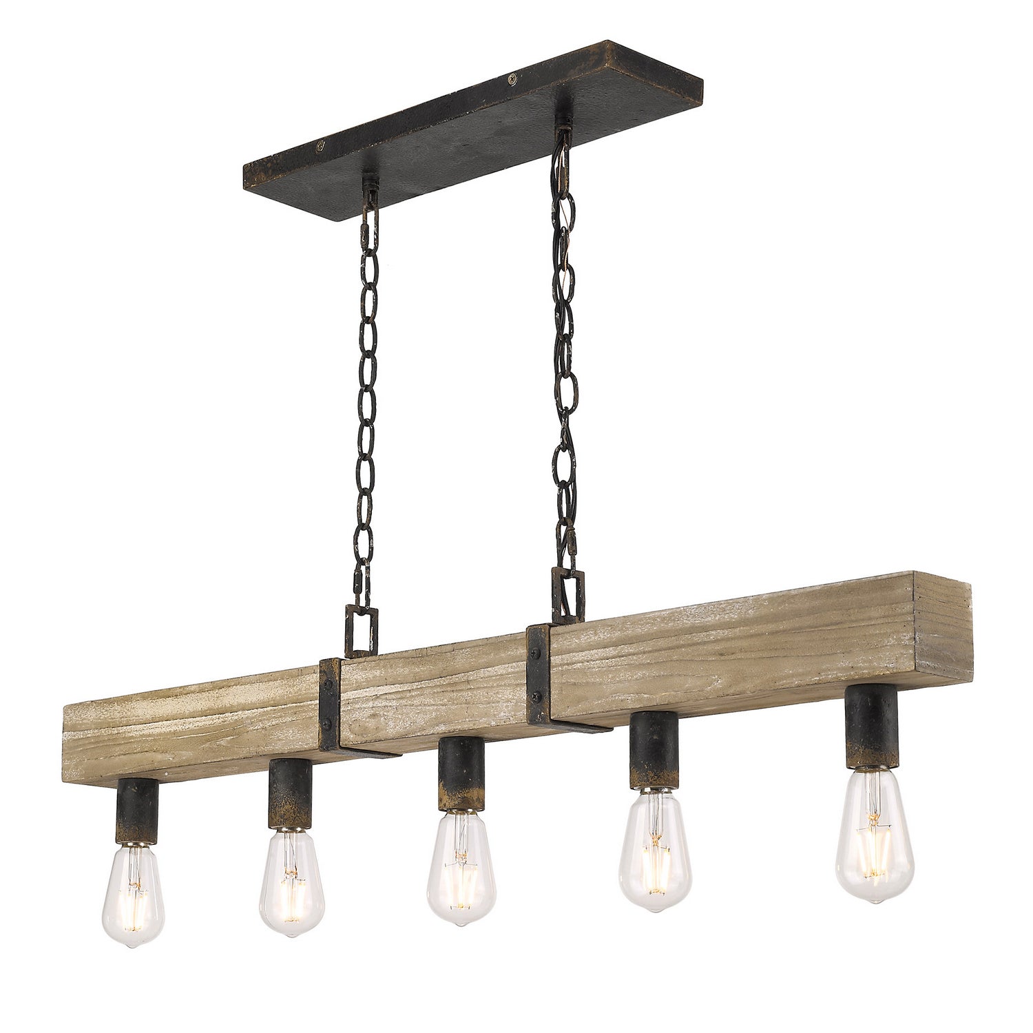 Golden - 0818-LP ABI - Five Light Linear Pendant - Garrett - Antique Black Iron