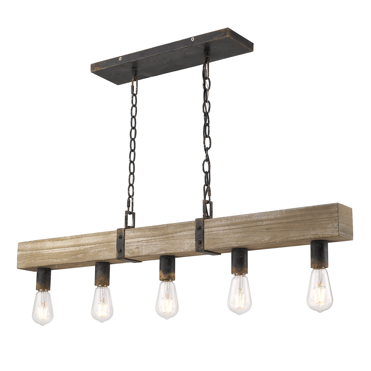 Golden - 0818-LP ABI - Five Light Linear Pendant - Garrett - Antique Black Iron