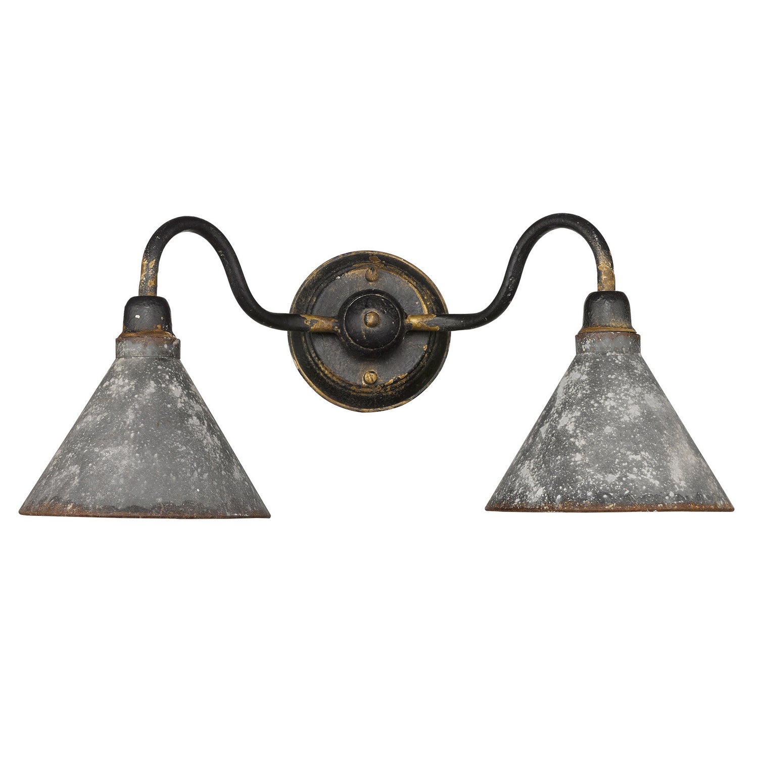 Golden - 0877-BA2 ABI-GV - Two Light Bath Vanity - Jasper - Antique Black Iron