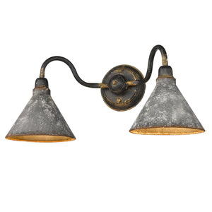 Golden - 0877-BA2 ABI-GV - Two Light Bath Vanity - Jasper - Antique Black Iron