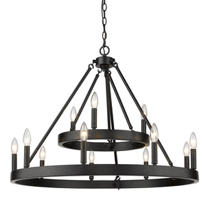 Golden - 1017-39 BLK - 12 Light Chandelier - Alastair - Matte Black