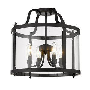 Golden - 1157-SF BLK - Four Light Semi-Flush Mount - Payton BLK - Matte Black