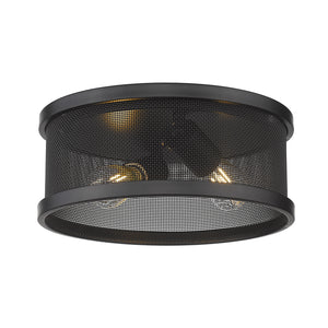 Golden - 3168-FM11 BLK-BLK - Two Light Flush Mount - Channing BLK - Matte Black