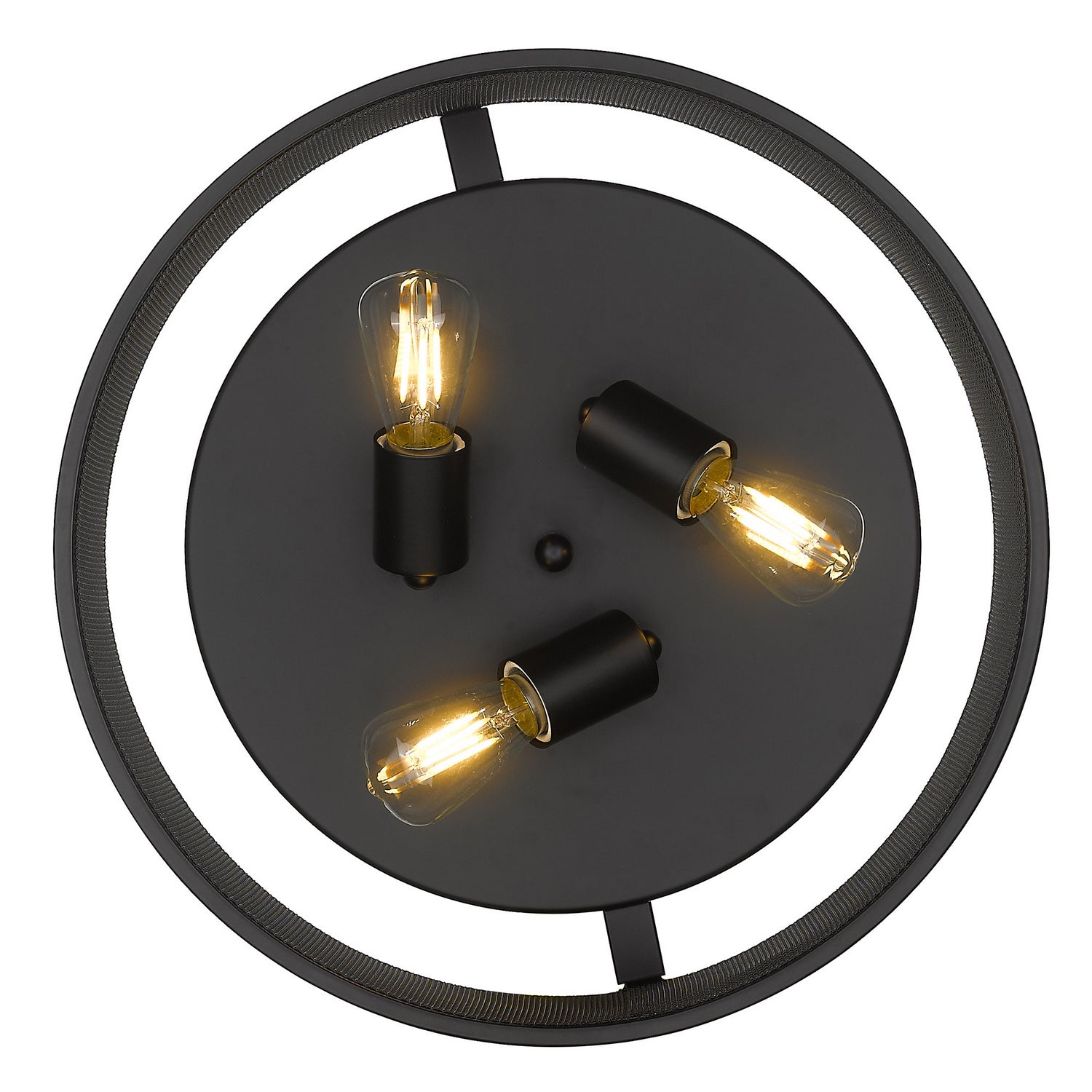 Golden - 3168-FM15 BLK-BLK - Three Light Flush Mount - Channing BLK - Matte Black