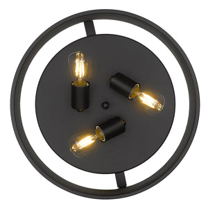 Golden - 3168-FM15 BLK-BLK - Three Light Flush Mount - Channing BLK - Matte Black