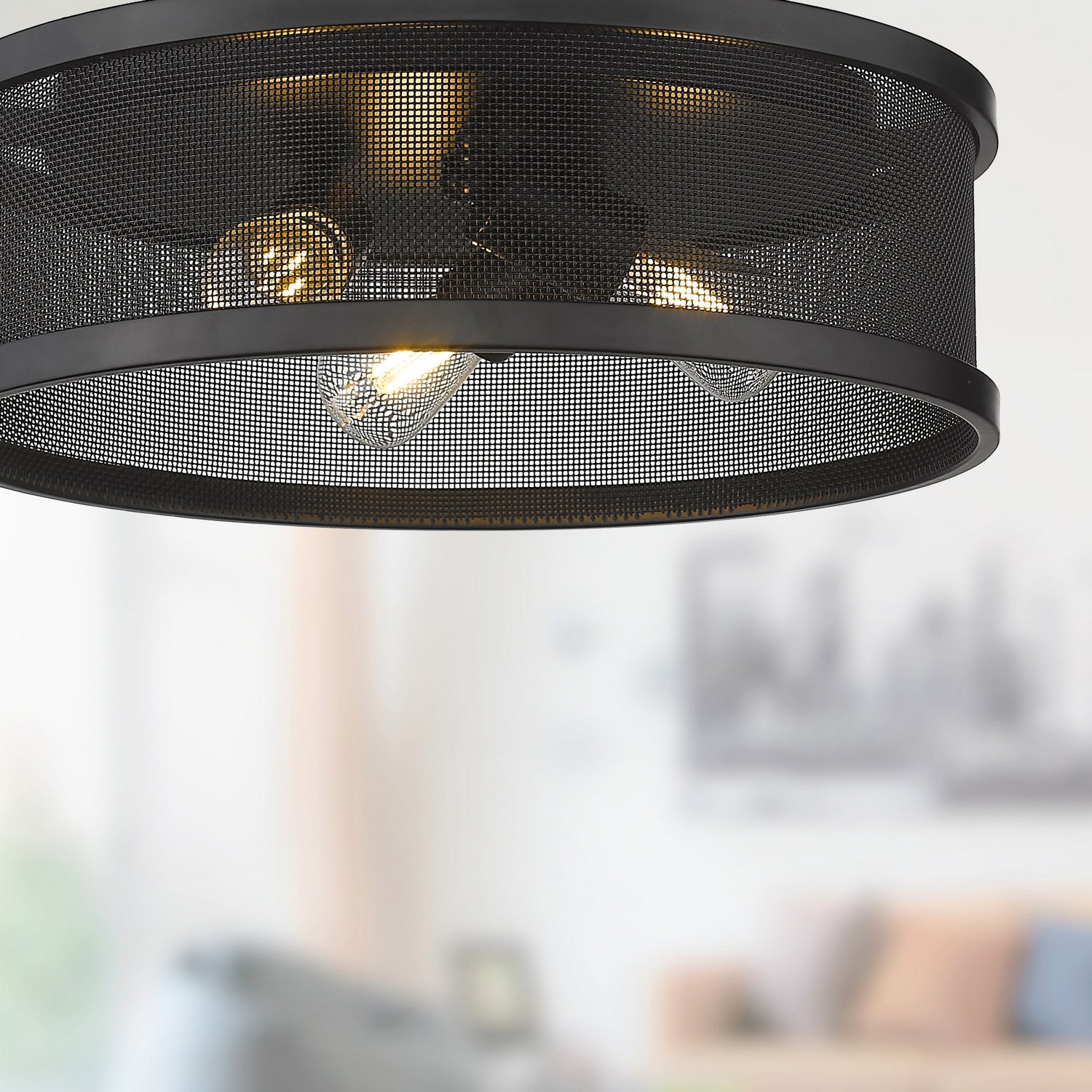 Golden - 3168-FM15 BLK-BLK - Three Light Flush Mount - Channing BLK - Matte Black