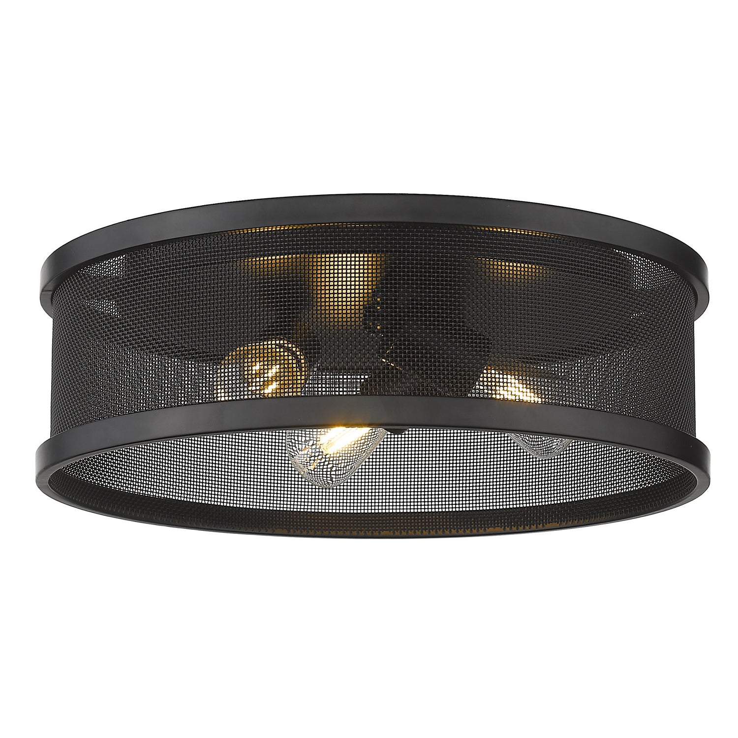 Golden - 3168-FM15 BLK-BLK - Three Light Flush Mount - Channing BLK - Matte Black