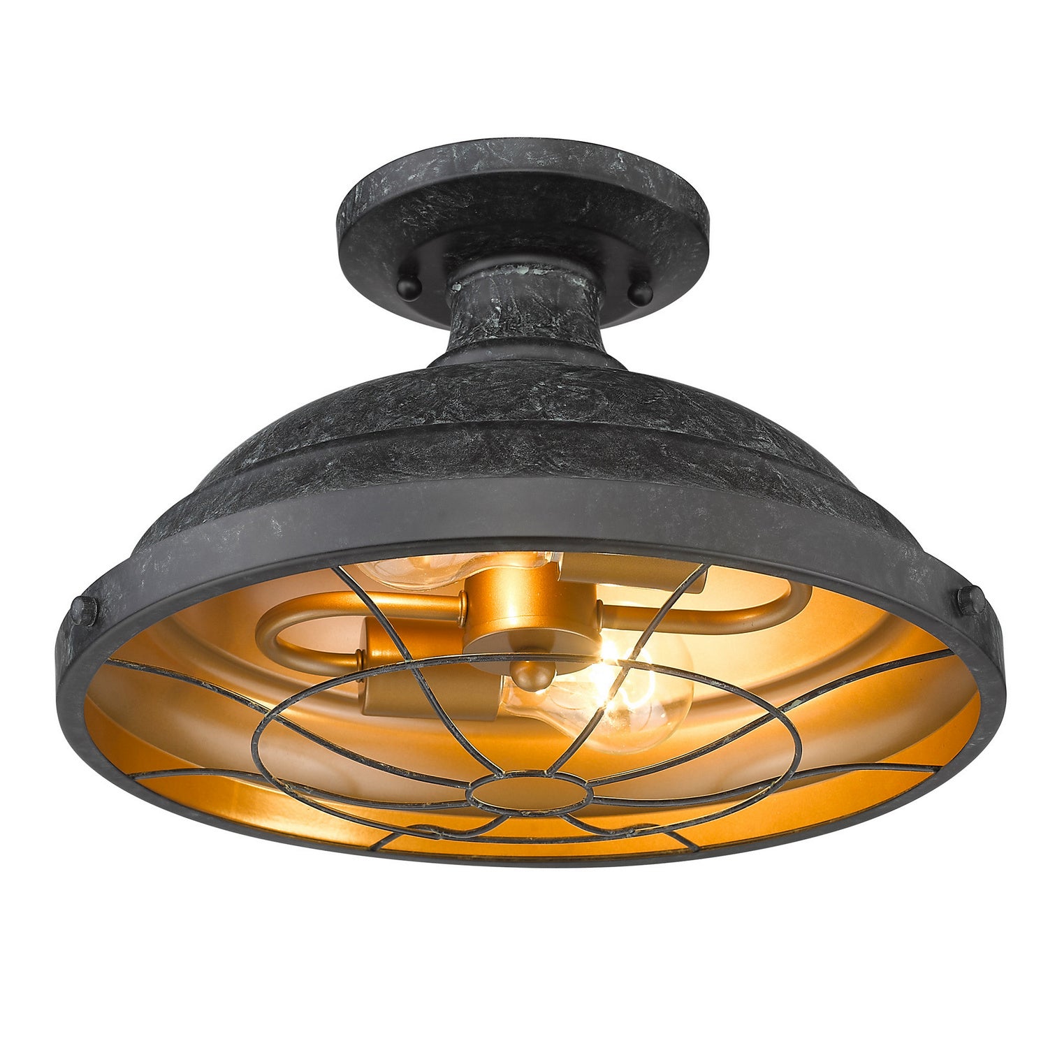 Golden - 7312-SF BP - Two Light Semi-Flush Mount - Bartlett BP - Black Patina