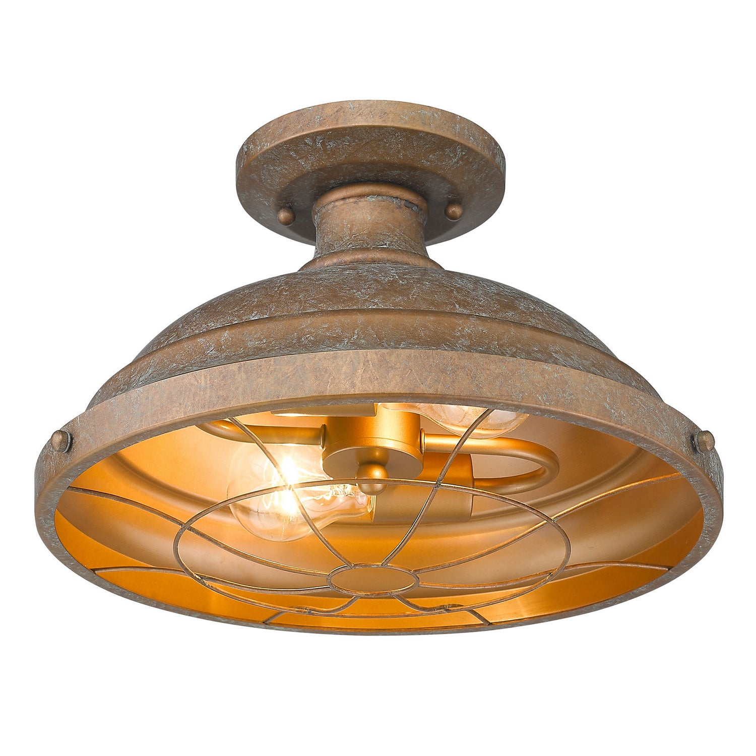 Golden - 7312-SF CP - Two Light Semi-Flush Mount - Bartlett CP - Copper Patina