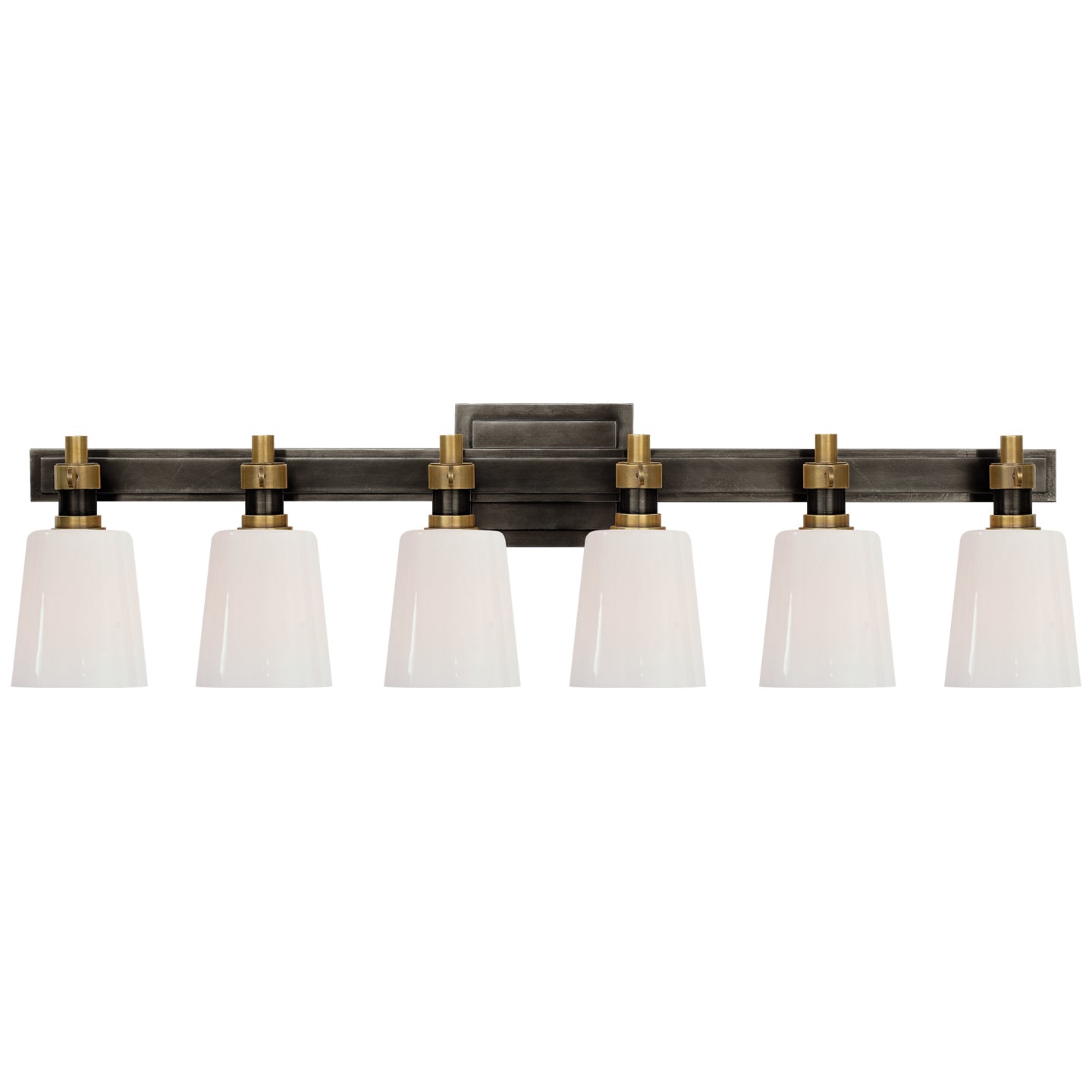 Visual Comfort Signature - TOB 2154BZ/HAB-WG - Six Light Linear Bath Sconce - Bryant Bath - Bronze and Hand-Rubbed Antique Brass