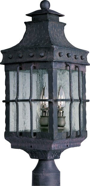 Maxim - 30080CDCF - Three Light Outdoor Pole/Post Lantern - Nantucket - Country Forge